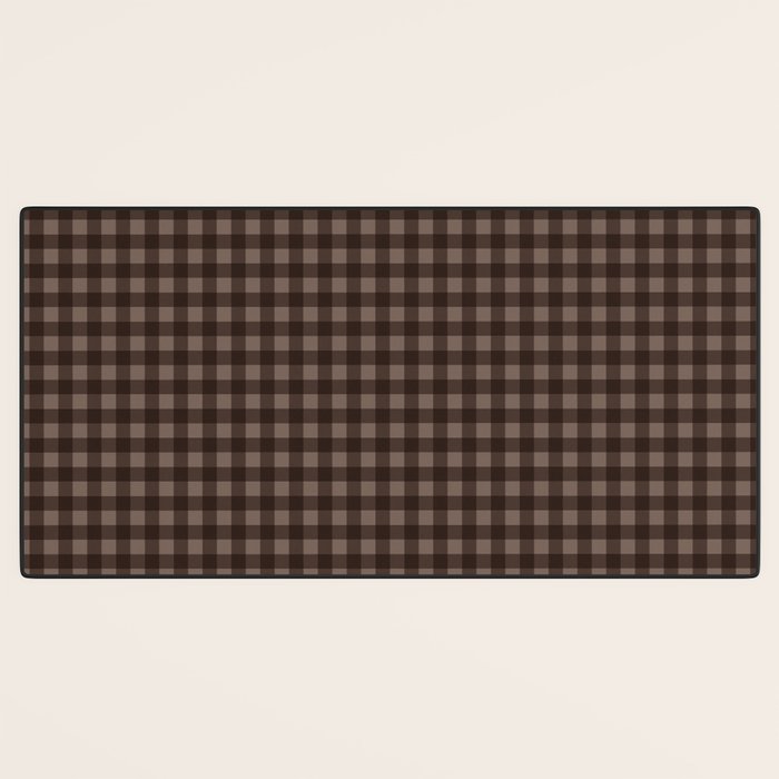 Gingham Plaid Pattern - Earthy Brown Desk Mat Gallery Image 3