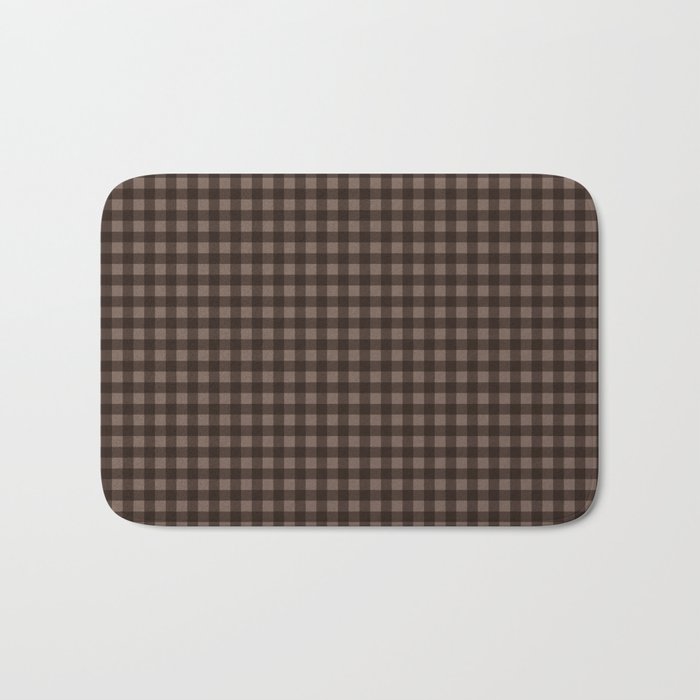 Gingham Plaid Pattern - Earthy Brown Bath Mat Gallery Image 1