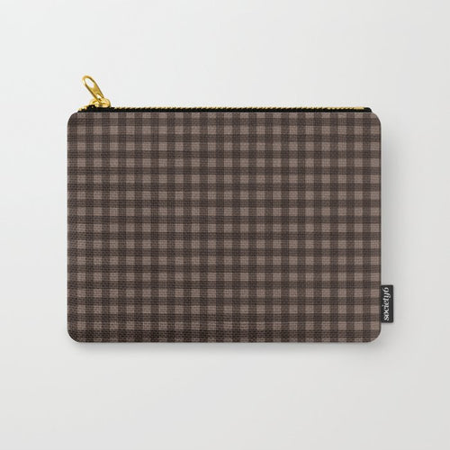 Gingham Plaid Pattern - Earthy Brown Carry All Pouch