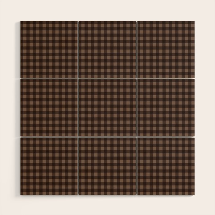 Gingham Plaid Pattern - Earthy Brown Wood Wall Art Gallery Image 1