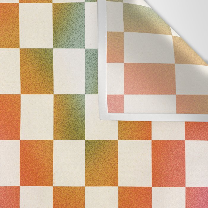 Rainbow Checkered Print in Cream Wall Tapestry Gallery Image 3