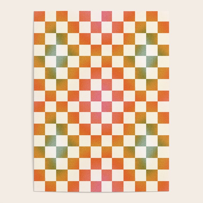 Rainbow Checkered Print in Cream Poster Gallery Image 4