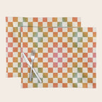 Rainbow Checkered Print in Cream Placemat Gallery Image 1