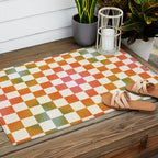 Rainbow Checkered Print in Cream Outdoor Rug Gallery Image 2