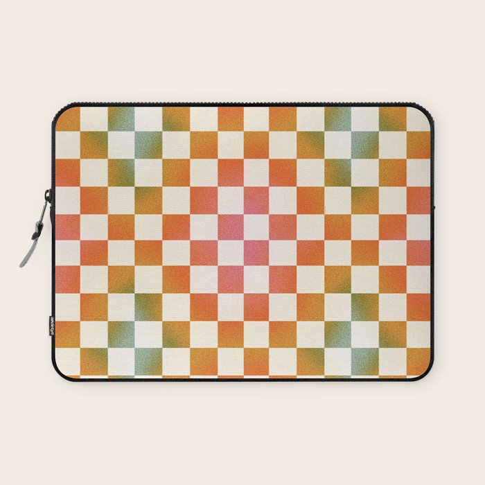 Rainbow Checkered Print in Cream Laptop Sleeve Gallery Image 1