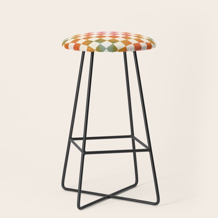 Rainbow Checkered Print in Cream Stool Gallery Image 1