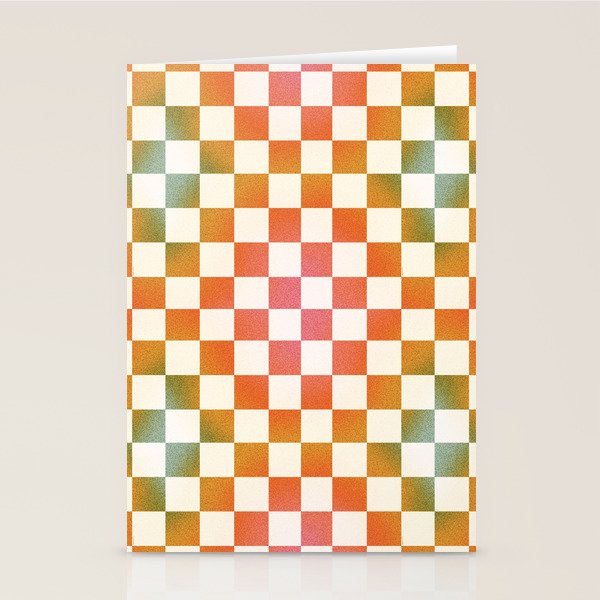 Rainbow Checkered Print in Cream Stationery Card Gallery Image 2