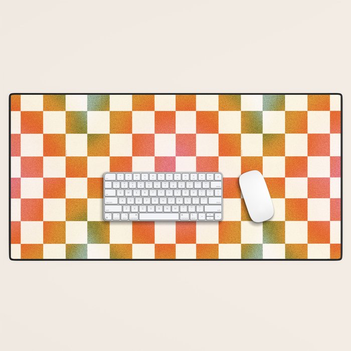 Rainbow Checkered Print in Cream Desk Mat Gallery Image 1