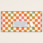 Rainbow Checkered Print in Cream Desk Mat Gallery Image 1