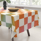 Rainbow Checkered Print in Cream Tablecloth Gallery Image 3