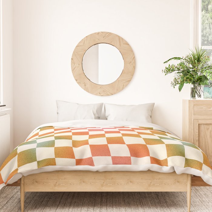 Rainbow Checkered Print in Cream Duvet Cover Gallery Image 3
