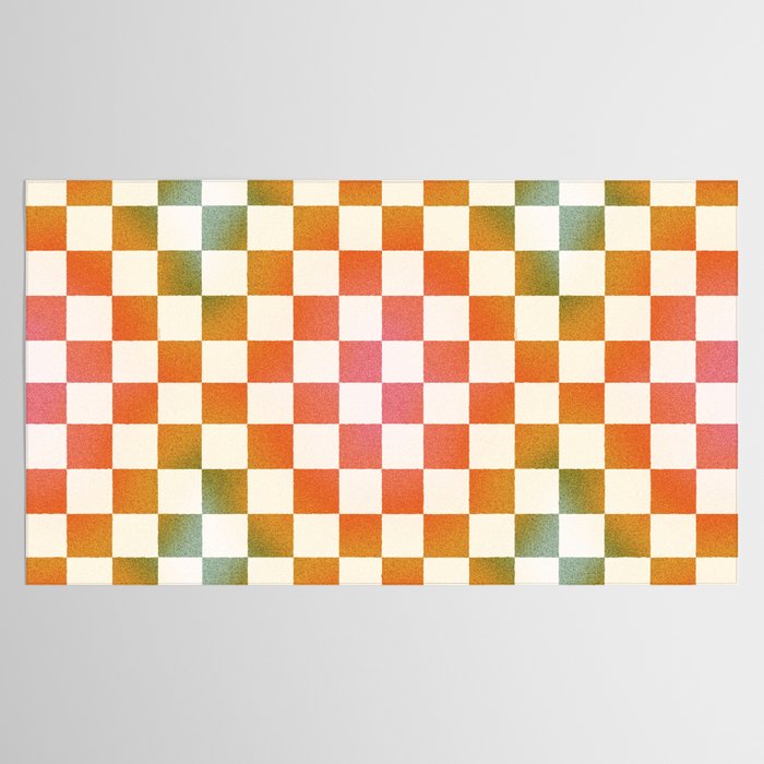 Rainbow Checkered Print in Cream Tablecloth Gallery Image 2