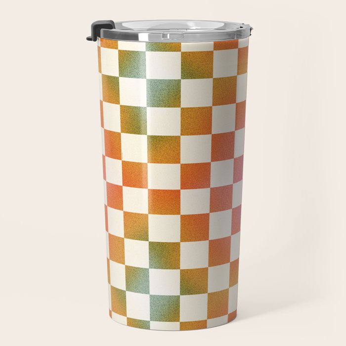 Rainbow Checkered Print in Cream Travel Mug Gallery Image 3