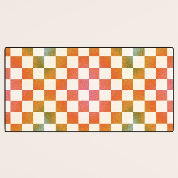 Rainbow Checkered Print in Cream Desk Mat Gallery Image 3