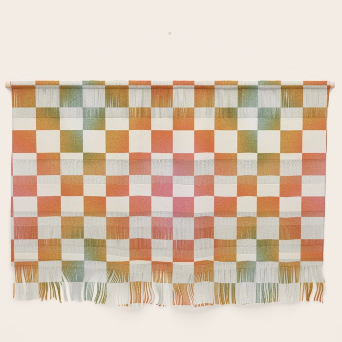Rainbow Checkered Print in Cream Wall Hanging Gallery Image 1
