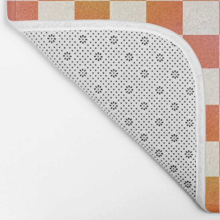 Rainbow Checkered Print in Cream Bath Mat Gallery Image 2