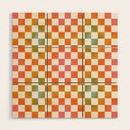 Rainbow Checkered Print in Cream Wood Wall Art Gallery Image 1