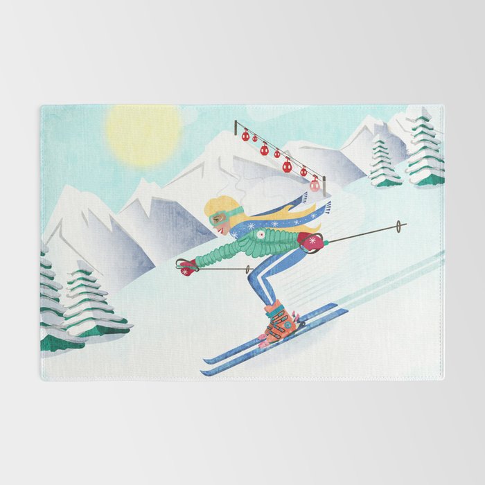 Skiing Girl Rug Gallery Image 2