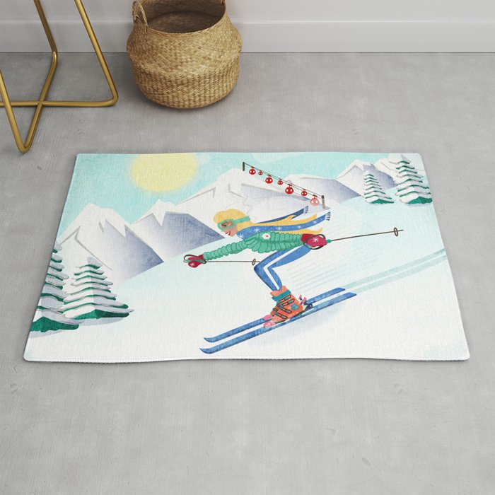 Skiing Girl Rug Gallery Image 1