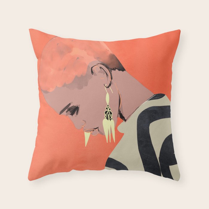 Girl Portrait 25 Throw Pillow Gallery Image 1