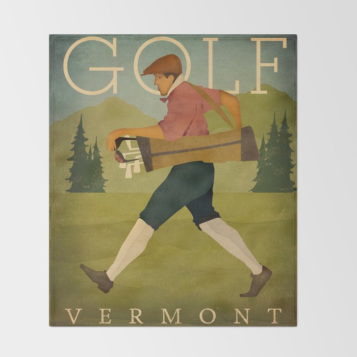 Vintage Golf Throw Blanket Gallery Image 2