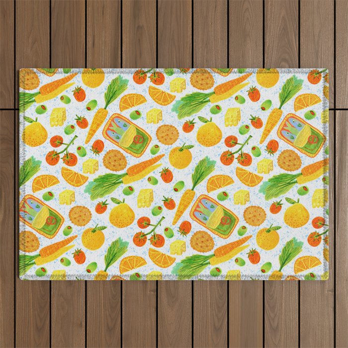 Kitchen Snacks & Apps in Orange & White Outdoor Rug Gallery Image 1