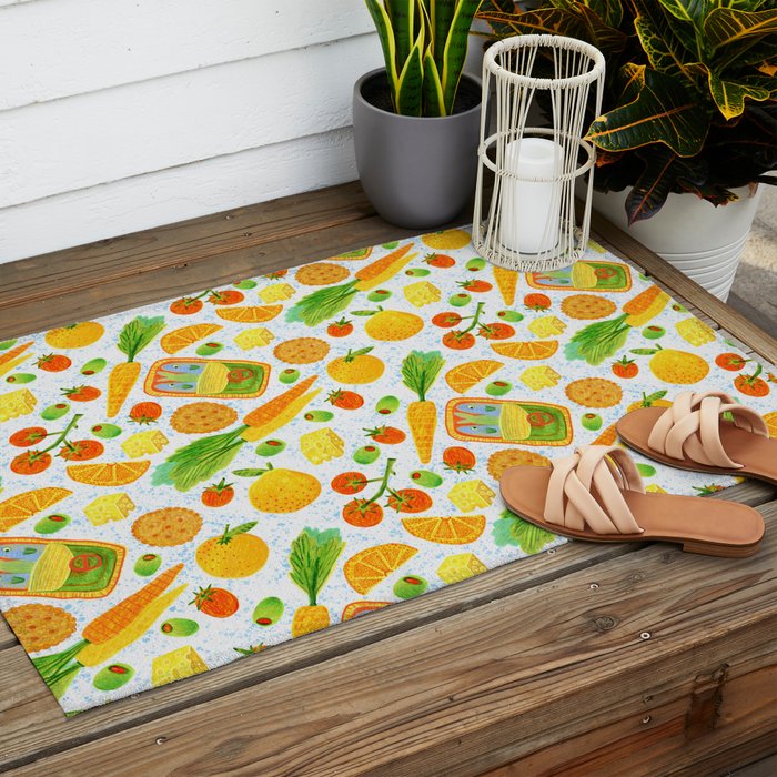 Kitchen Snacks & Apps in Orange & White Outdoor Rug Gallery Image 2