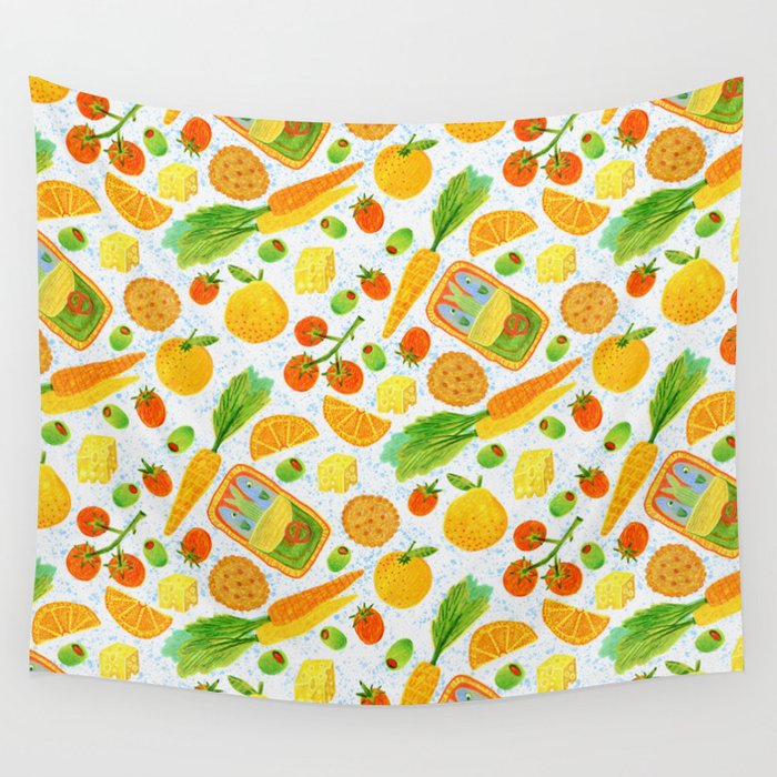 Kitchen Snacks & Apps in Orange & White Wall Tapestry Gallery Image 4