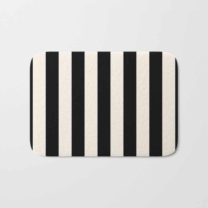 Black And Cream White Vertical Stripes Bath Mat Gallery Image 1