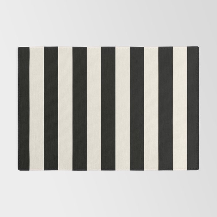 Black And Cream White Vertical Stripes Rug Gallery Image 2