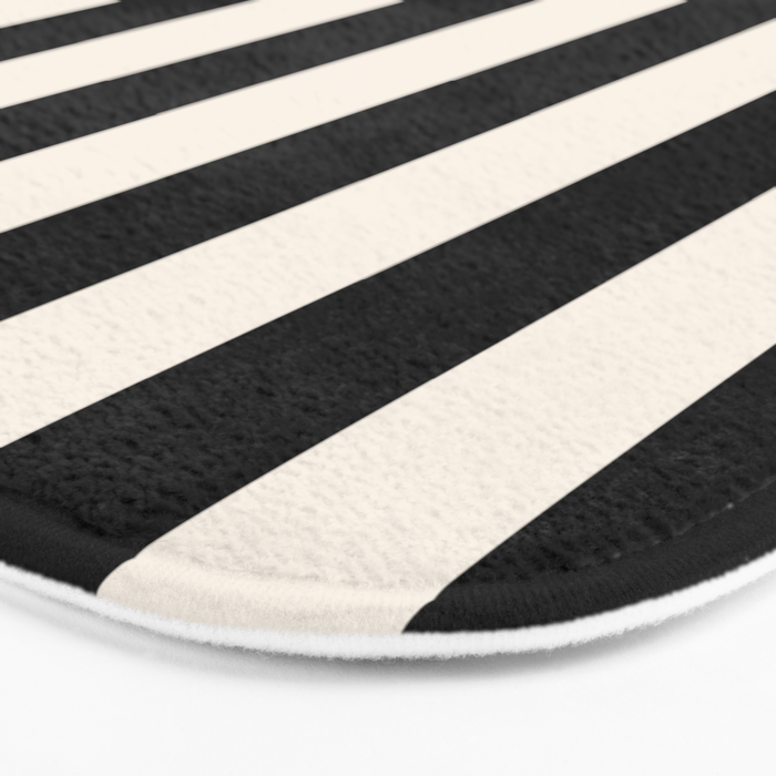 Black And Cream White Vertical Stripes Bath Mat Gallery Image 3