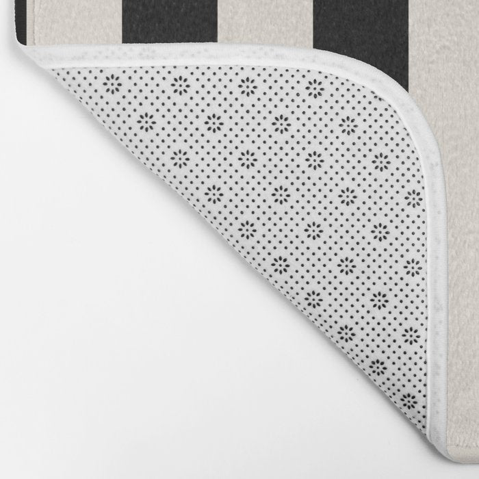 Black And Cream White Vertical Stripes Bath Mat Gallery Image 2