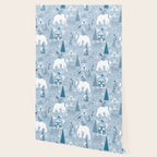 Scandinavian style festive winter animals blue Wallpaper Gallery Image 2
