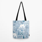 Scandinavian style festive winter animals blue Tote Bag Gallery Image 2