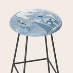 Scandinavian style festive winter animals blue Stool Gallery Image 2