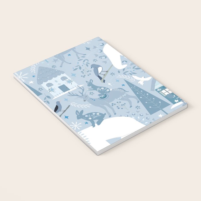 Scandinavian style festive winter animals blue Notebook Gallery Image 3