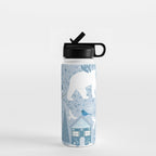 Scandinavian style festive winter animals blue Water Bottle Gallery Image 1