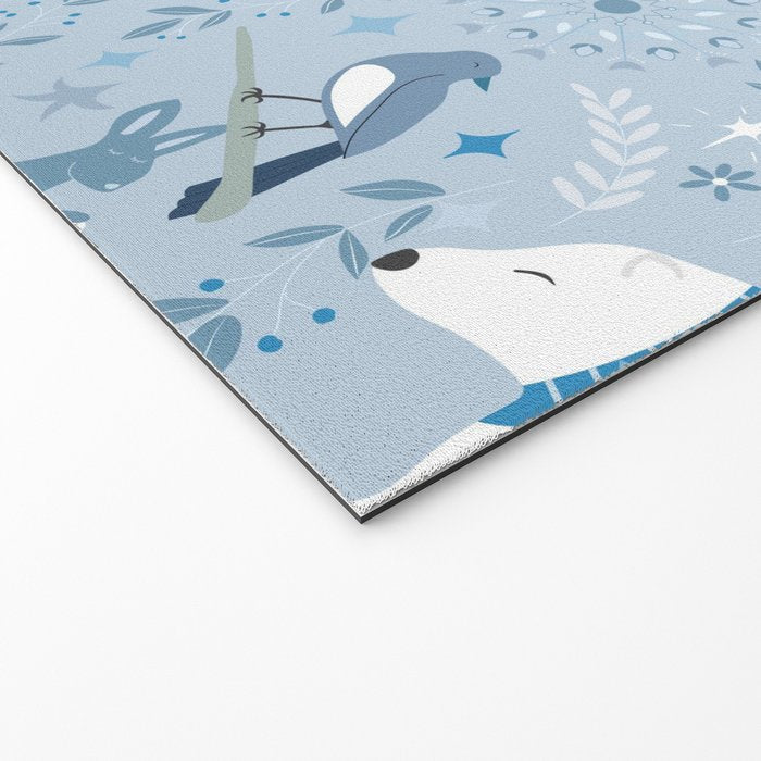 Scandinavian style festive winter animals blue Welcome Mat Gallery Image 2