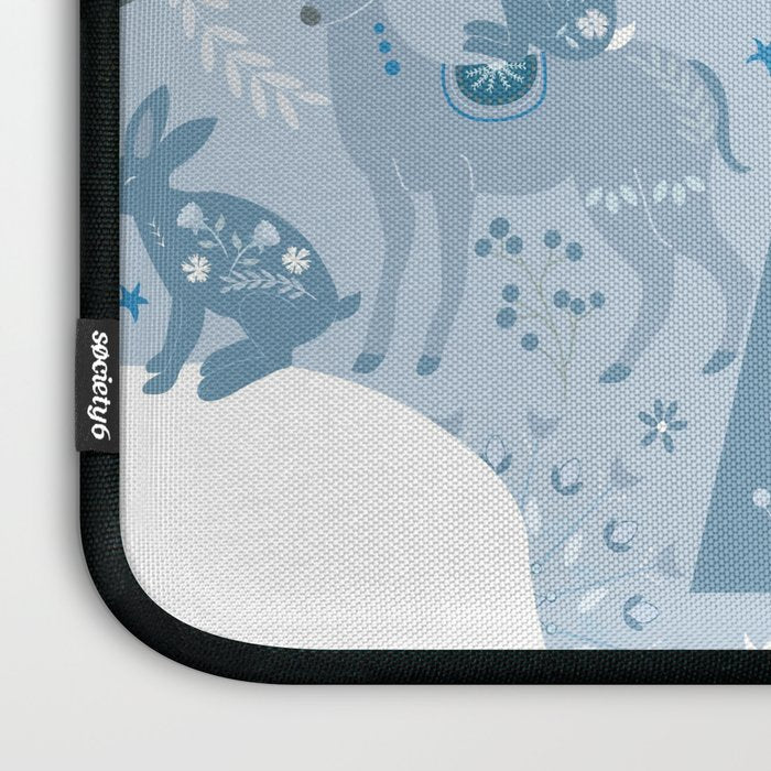 Scandinavian style festive winter animals blue Laptop Sleeve Gallery Image 3
