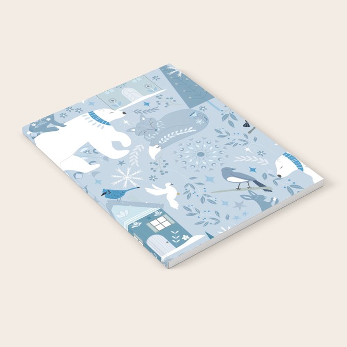 Scandinavian style festive winter animals blue Notebook Gallery Image 1
