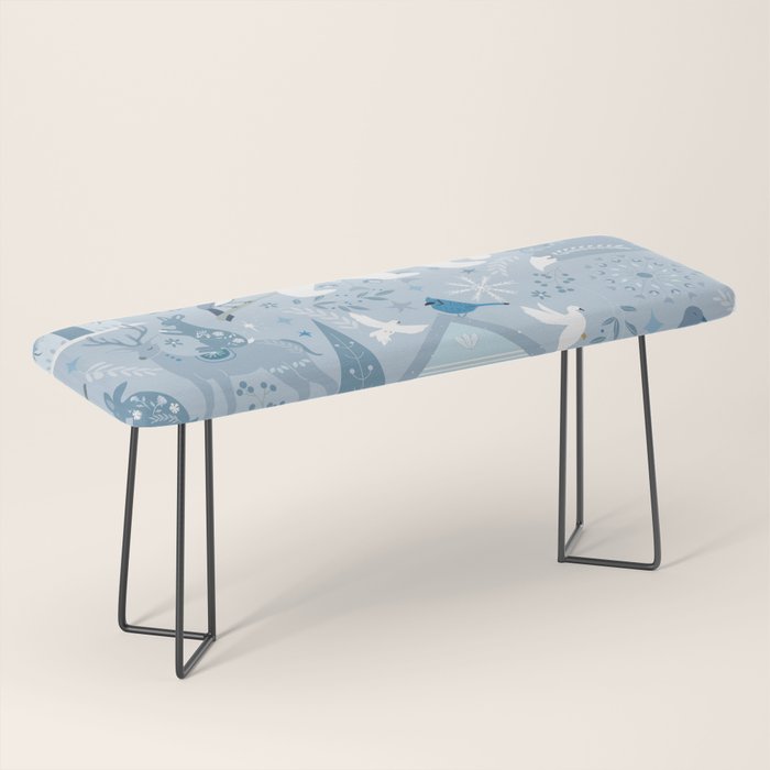 Scandinavian style festive winter animals blue Bench Gallery Image 1