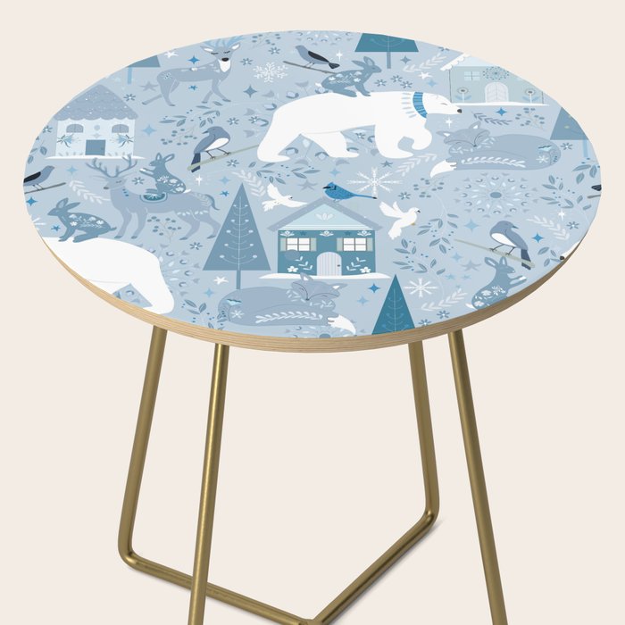Scandinavian style festive winter animals blue Side Table Gallery Image 2