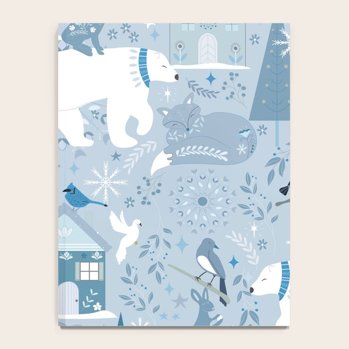 Scandinavian style festive winter animals blue Notebook Gallery Image 4