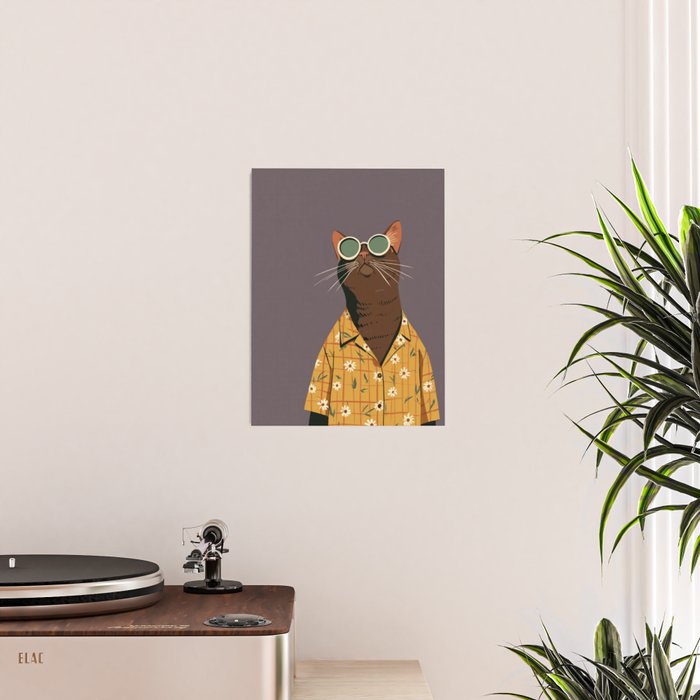 Cool Cat in Summer Shirt Poster Gallery Image 2