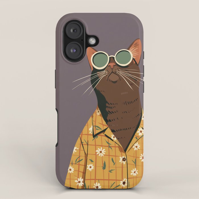 Cool Cat in Summer Shirt iPhone Case Gallery Image 1