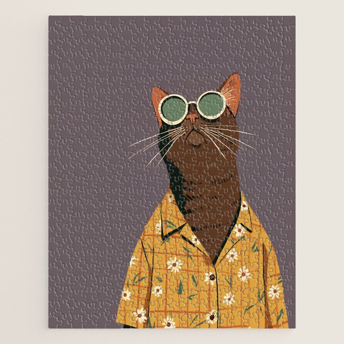 Cool Cat in Summer Shirt Jigsaw Puzzle Gallery Image 1
