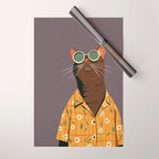 Cool Cat in Summer Shirt Wrapping Paper Gallery Image 1