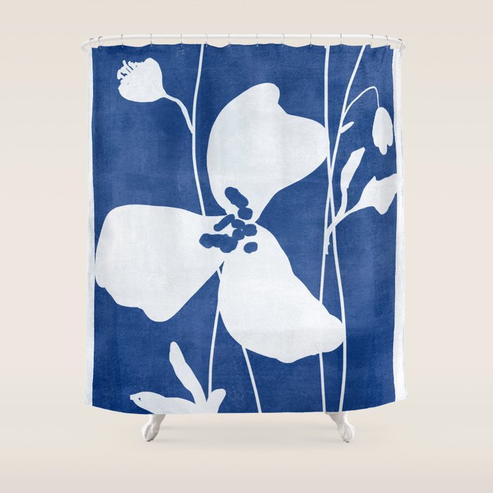 Abstract Minimal Flowers 4/Blue Shower Curtain Gallery Image 1