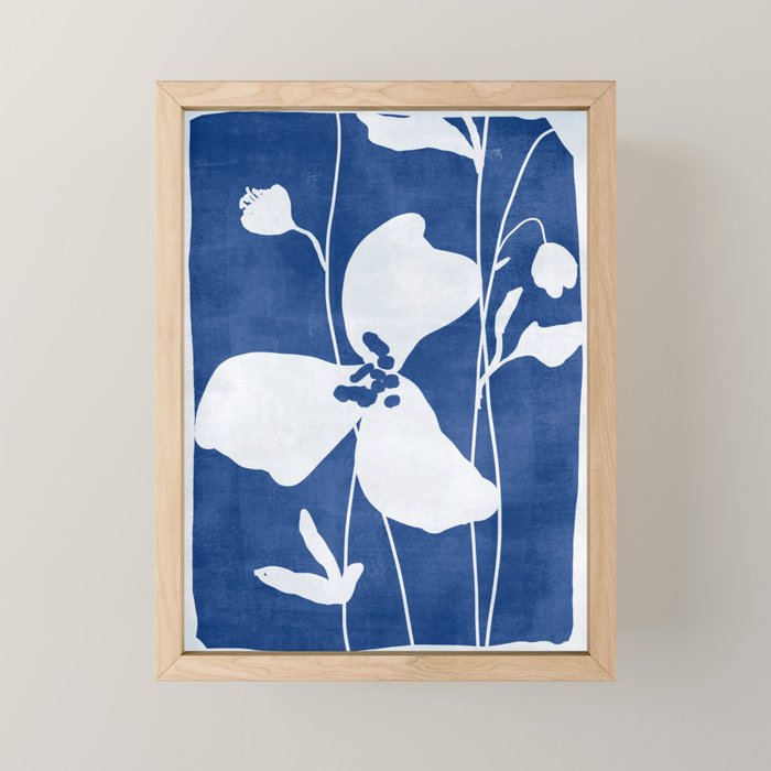 Abstract Minimal Flowers 4/Blue Mini Art Print Gallery Image 1