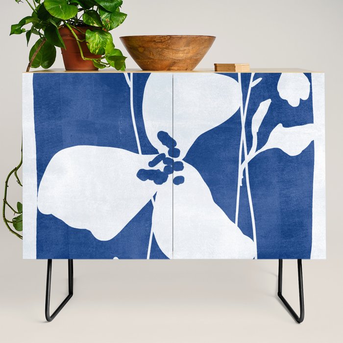 Abstract Minimal Flowers 4/Blue Credenza Gallery Image 2